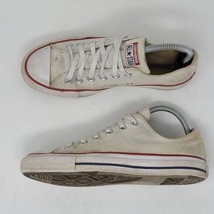 Converse Chuck Taylor Low Top All-Stars Womens 8 White Blue Red Canvas Shoes GUC